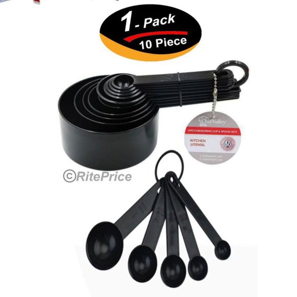 Other - 10 Pcs Plastic Measuring Cups Kitchen Spoon Baking Cooking Tools Set (1 Pack)